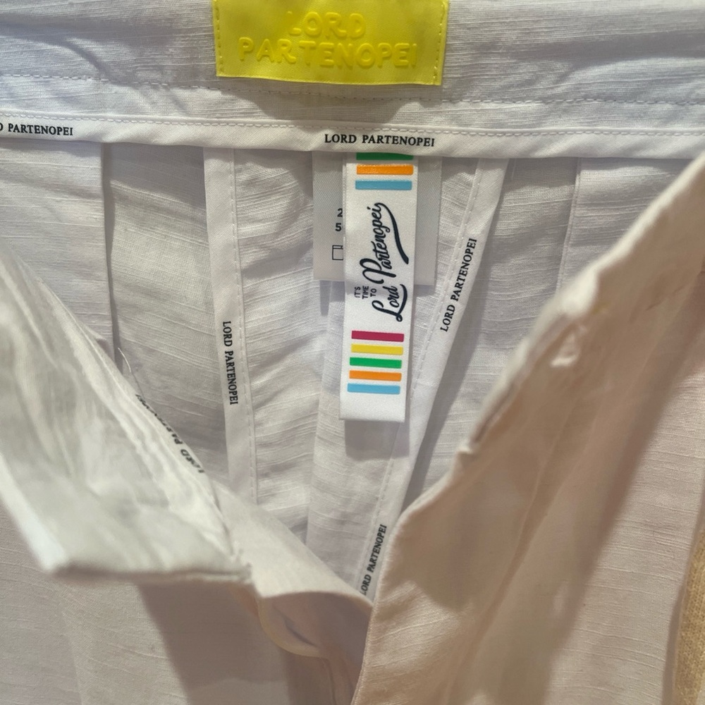 White Drawstring Pants With Button Detail - image 3